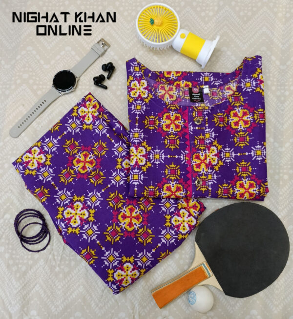 Purple Digital Print 2-Piece Suit