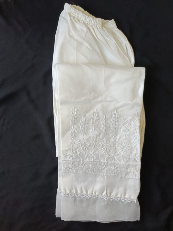 White Embroidered Trouser