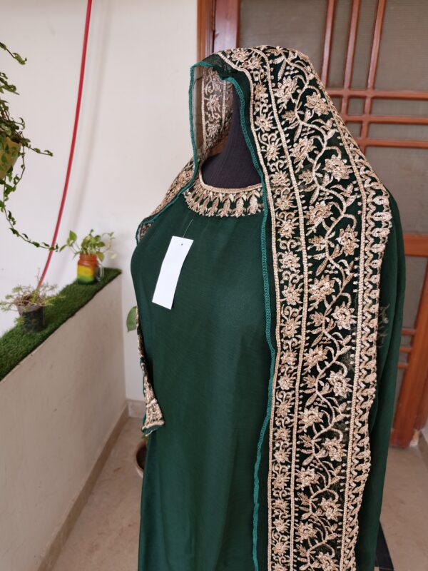 Green Chiffon Embroidered 3-Piece Suit - Image 2