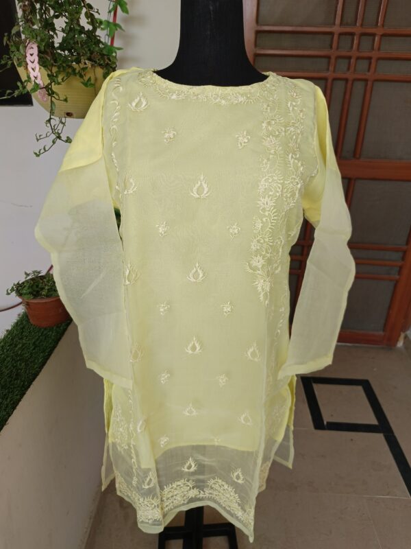 Lemon Glow Embroidered Organza Shirt