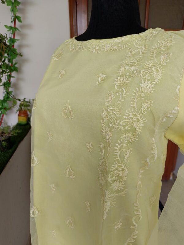 Lemon Glow Embroidered Organza Shirt - Image 4