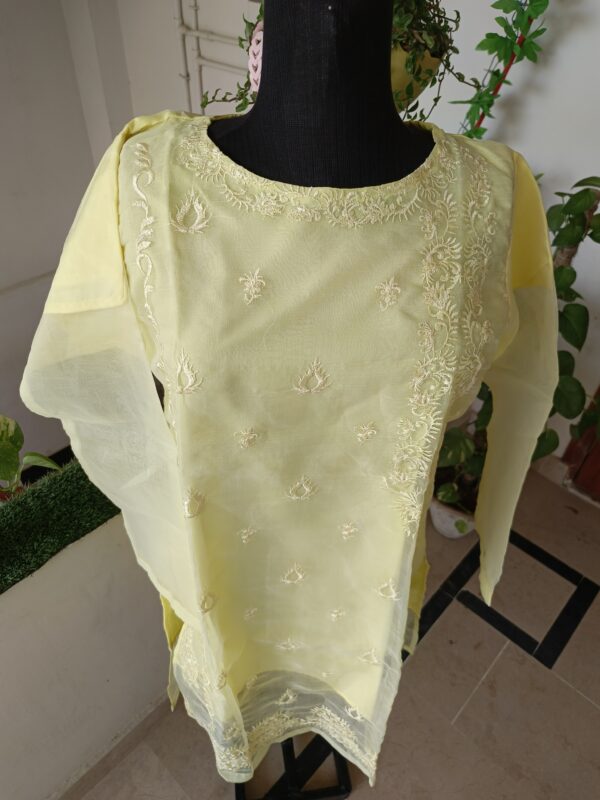 Lemon Glow Embroidered Organza Shirt - Image 2