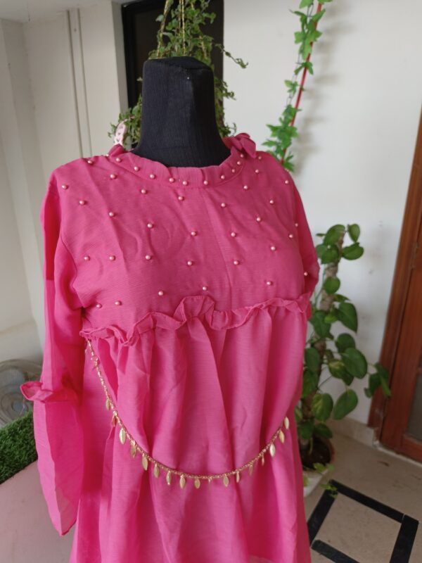 Rose Blush Pearl Chiffon Top - Image 3