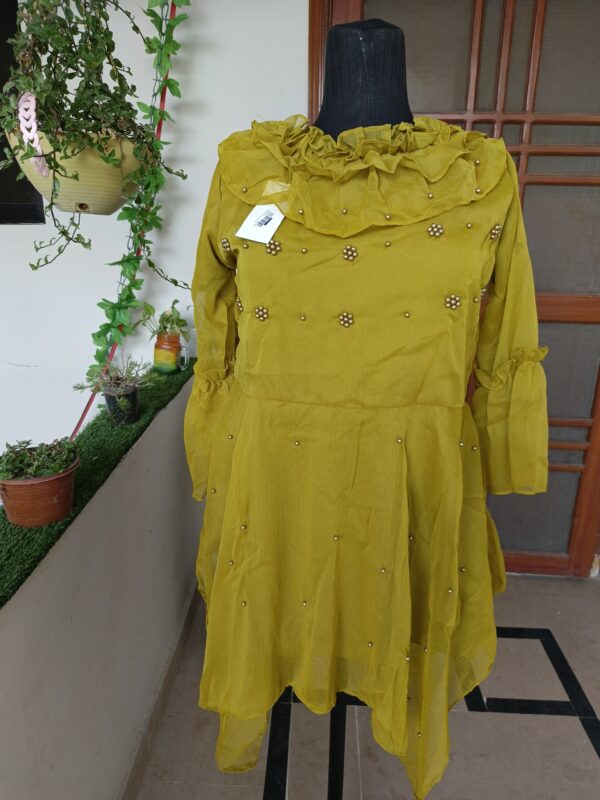 Elegant Mustard Chiffon Top - Image 9