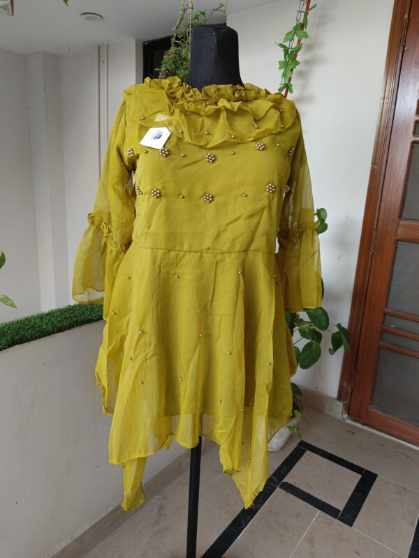 Elegant Mustard Chiffon Top - Image 7