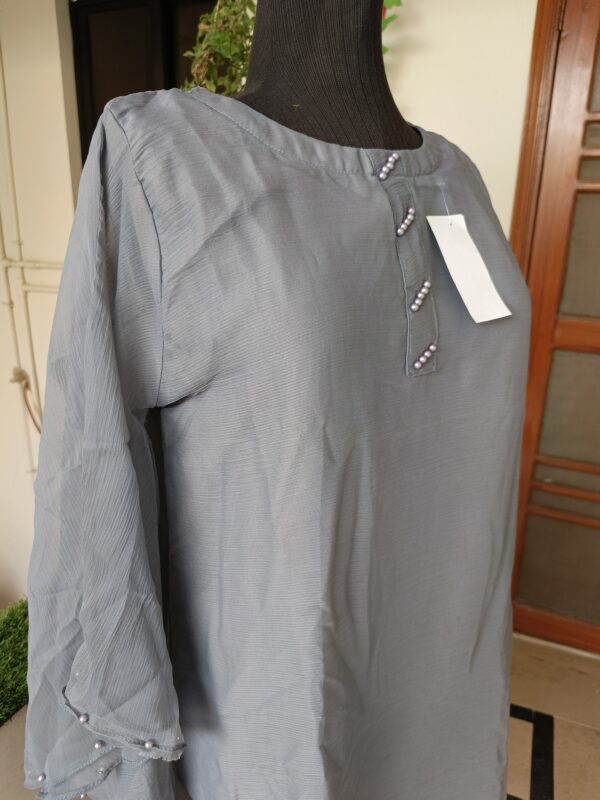 Elegant Grey Chiffon Top - Image 4